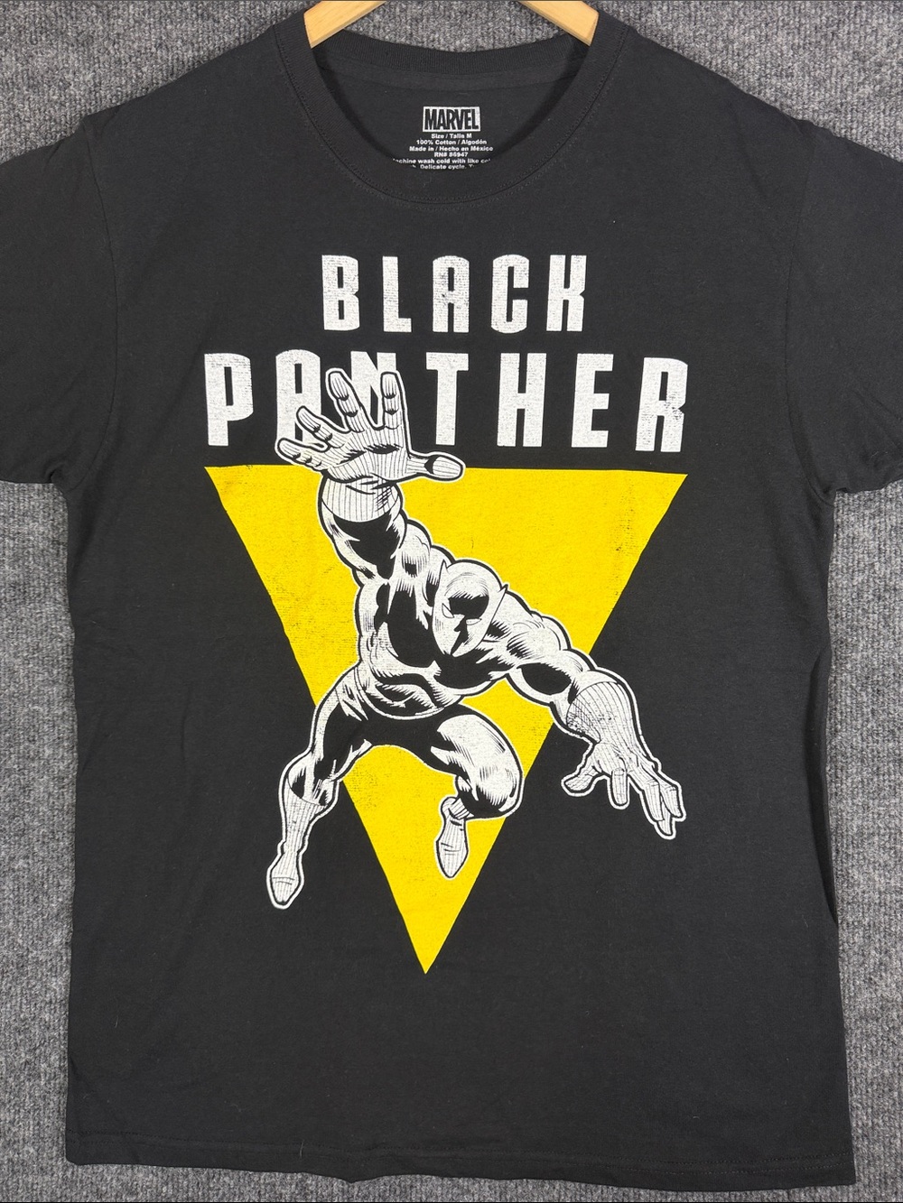 Marvel Black Panther Black Yellow Comic Graphic T-Shirt Size M